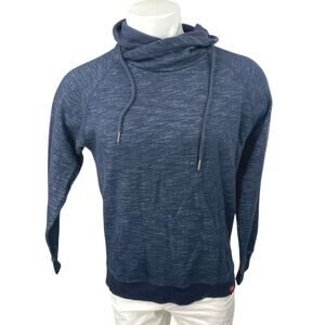 MBX Men's Blue Knit Cowl Neck Long Sleeve Drawstring Sweatshirt Sweater Top Sz L